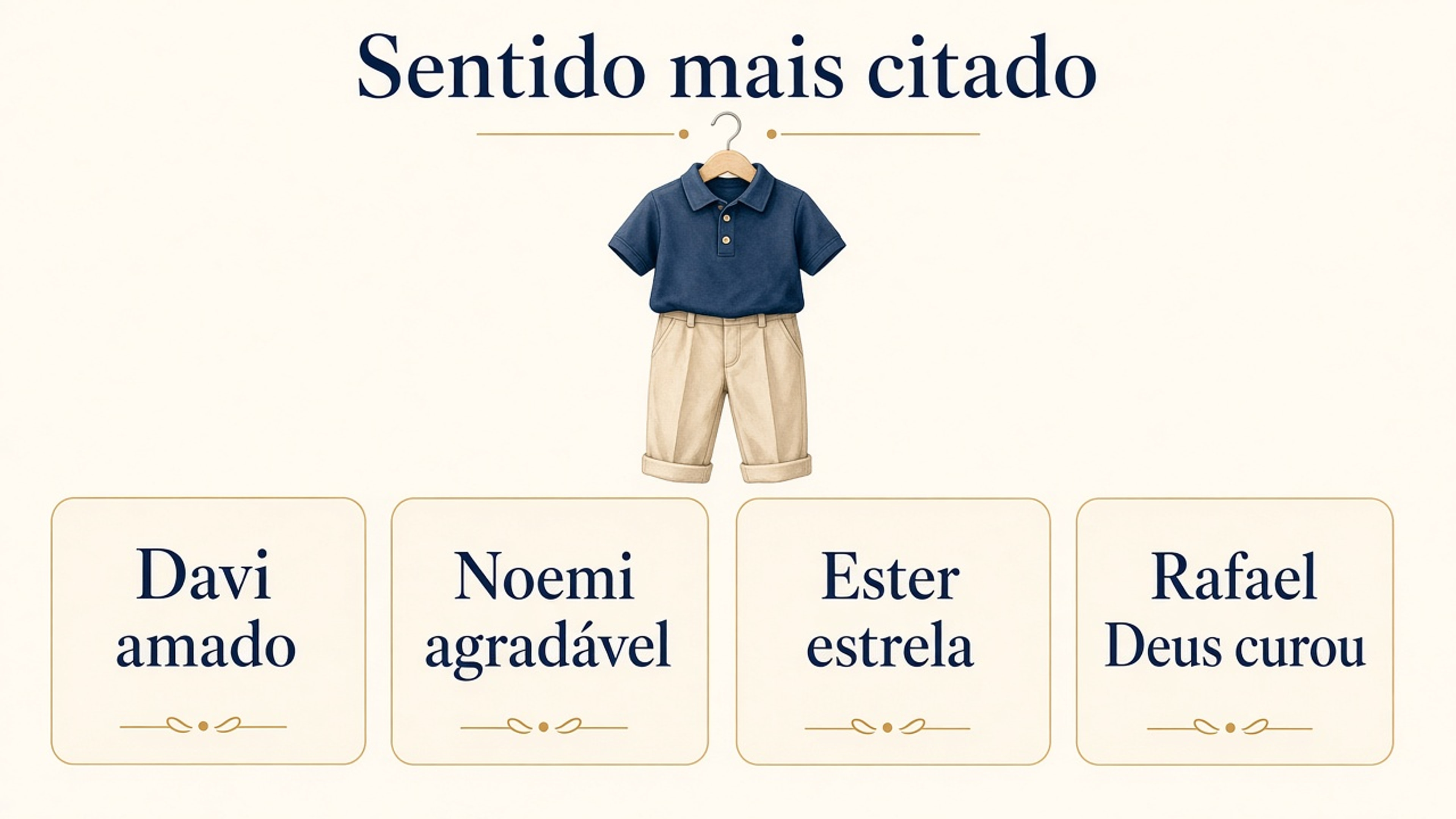 Quatro sentidos mais citados: Davi amado, Noemi agradável, Ester estrela e Rafael Deus curou.