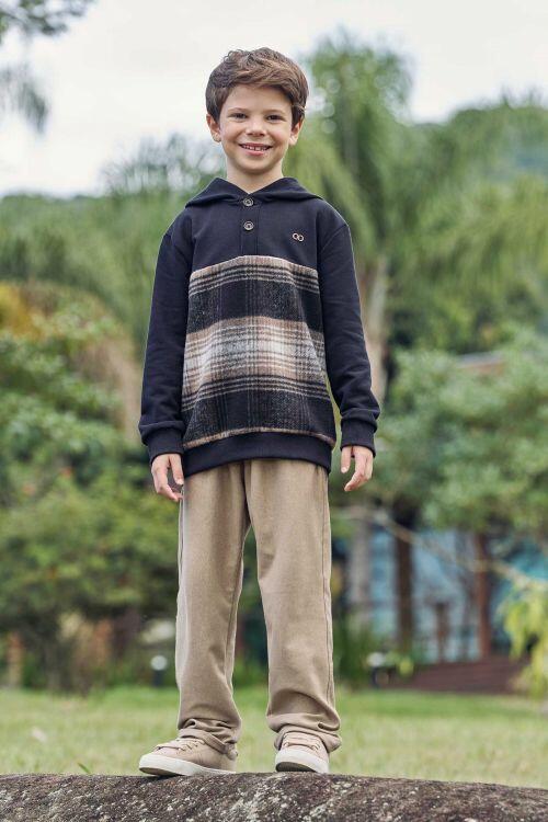 Conjunto Street Xadrez com Moletom Luc Boo disponível na Star Kids